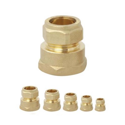 Brass Female ring straight copper pipe connector compression fitting